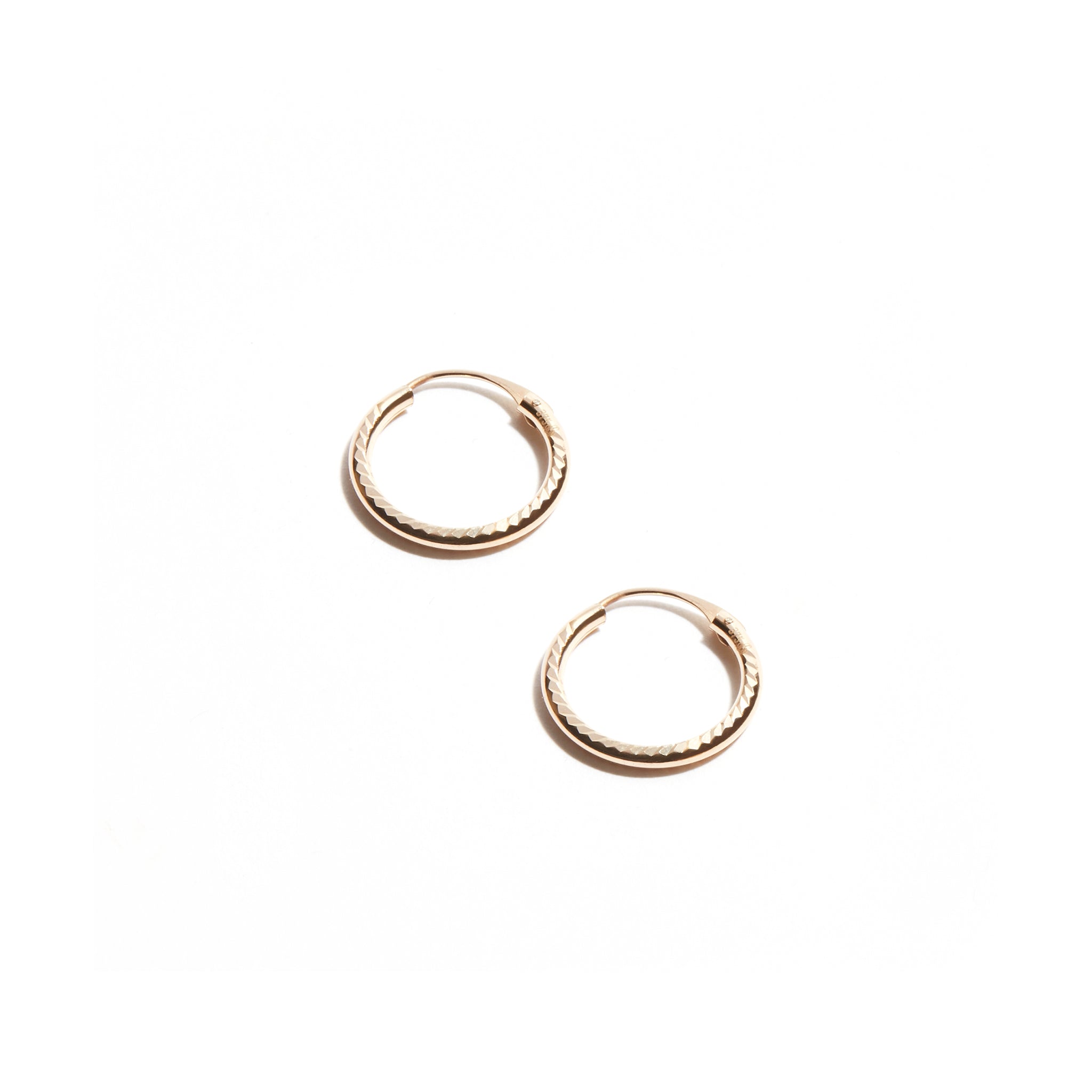 9ct Gold Diamond Cut Tube Sleeper Earrings SE937